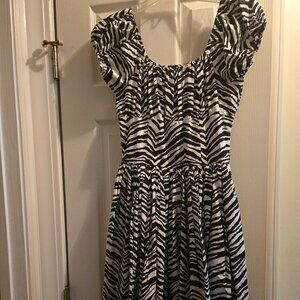 Bernie Dexter Kelly dress, zebra print, cap sleeves, size XS, EUC
